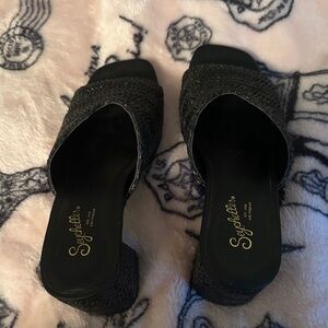 Seychelles Black Textured Mules